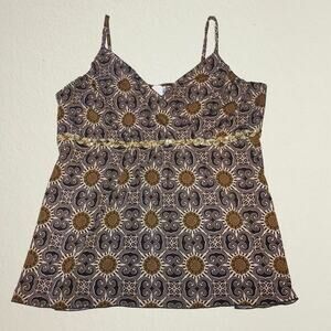 Vintage brown babydoll surplice cami sequin trim Fashion Bug boho chic Y2K 18/20